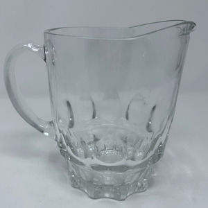Vintage Clear Heavy Glass Beer Pitcher with Thumb Print Pattern 7" Tall x 5 1/2"